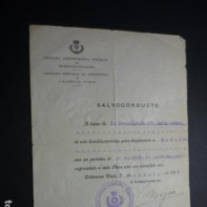 Militaria: SALVOCONDUCTO GUERRA CIVIL BANDO REPUBLICANO COLMENAR VIEJO MADRID 1938 TAQUIMECANOGRAFA CUARTEL. Lote 397331169