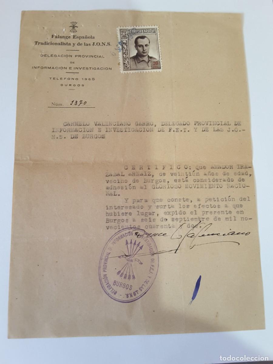 Militaria: Documento Falange - Foto 1