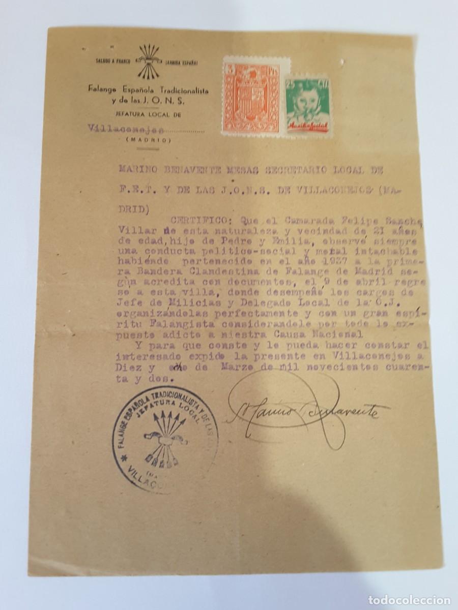 Militaria: Documento Falange - Foto 1