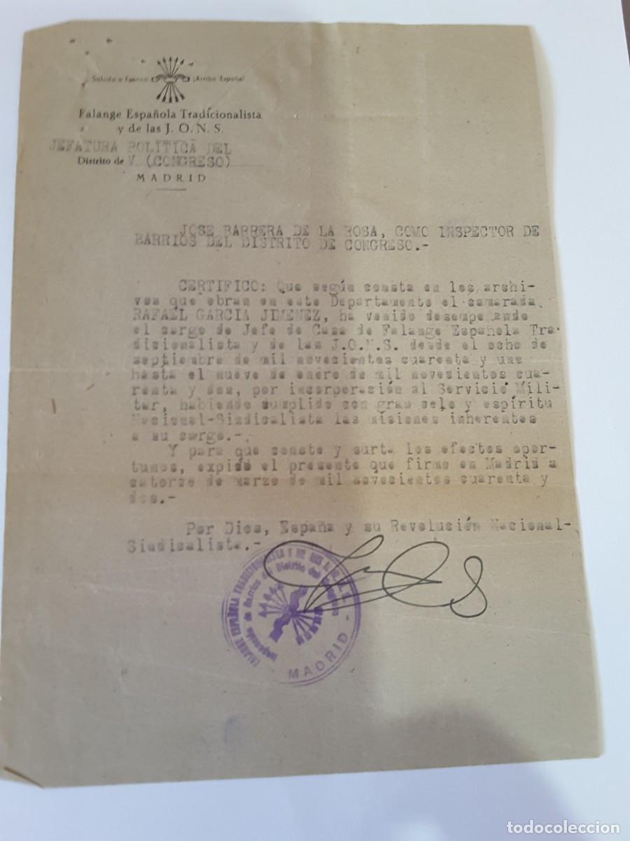 Militaria: Documento Falange