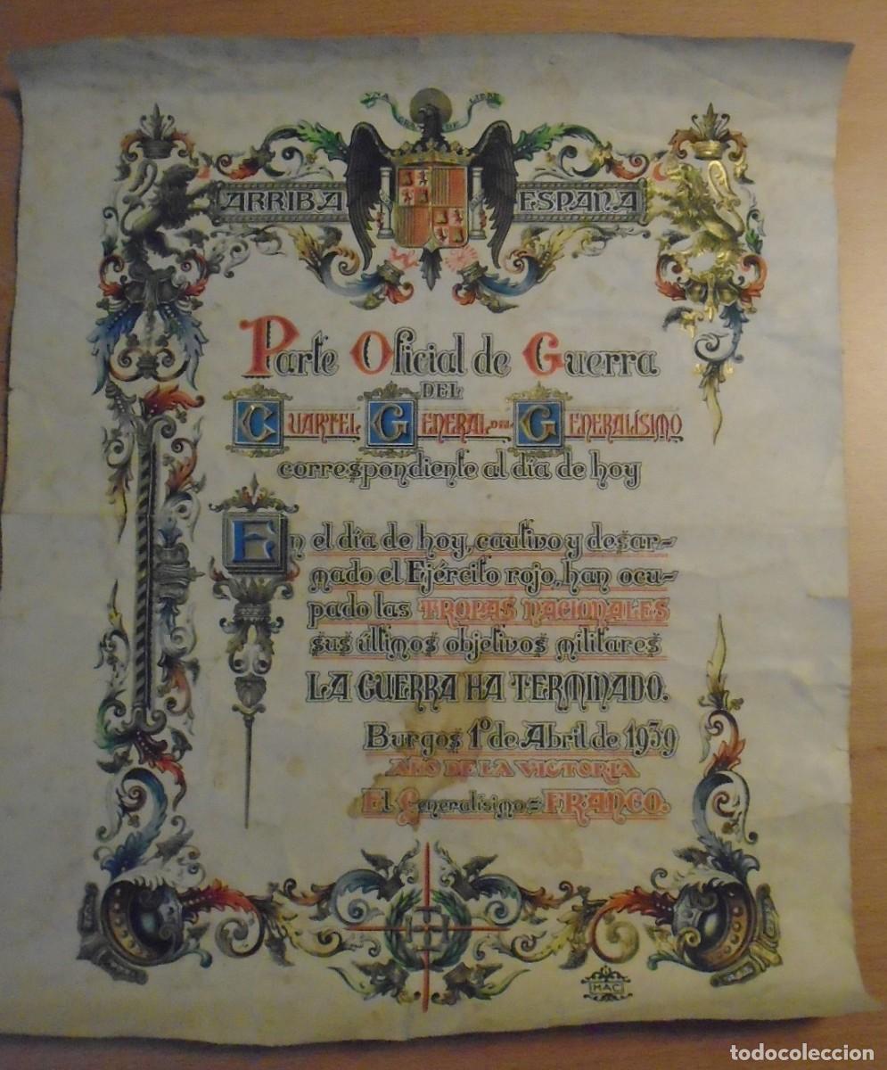 Militaria: PARTE OFICIAL DE GUERRA