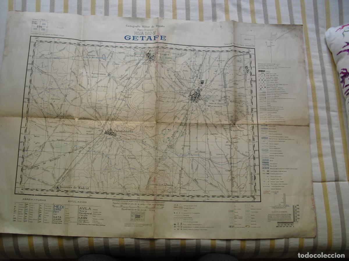 Militaria: OCTUBRE 1938 MAPA DE LA GUERRA CIVIL DE GETAFE HOJA 582-IV E 1:25000