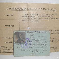Militaria: GUERRA CIVIL ESPAÑOLA, COMANDANCIA MILITAR DE IGUALADA CAMPO DE CONCENTRACION Y CARNET SOLDADO PRESO. Lote 403101014