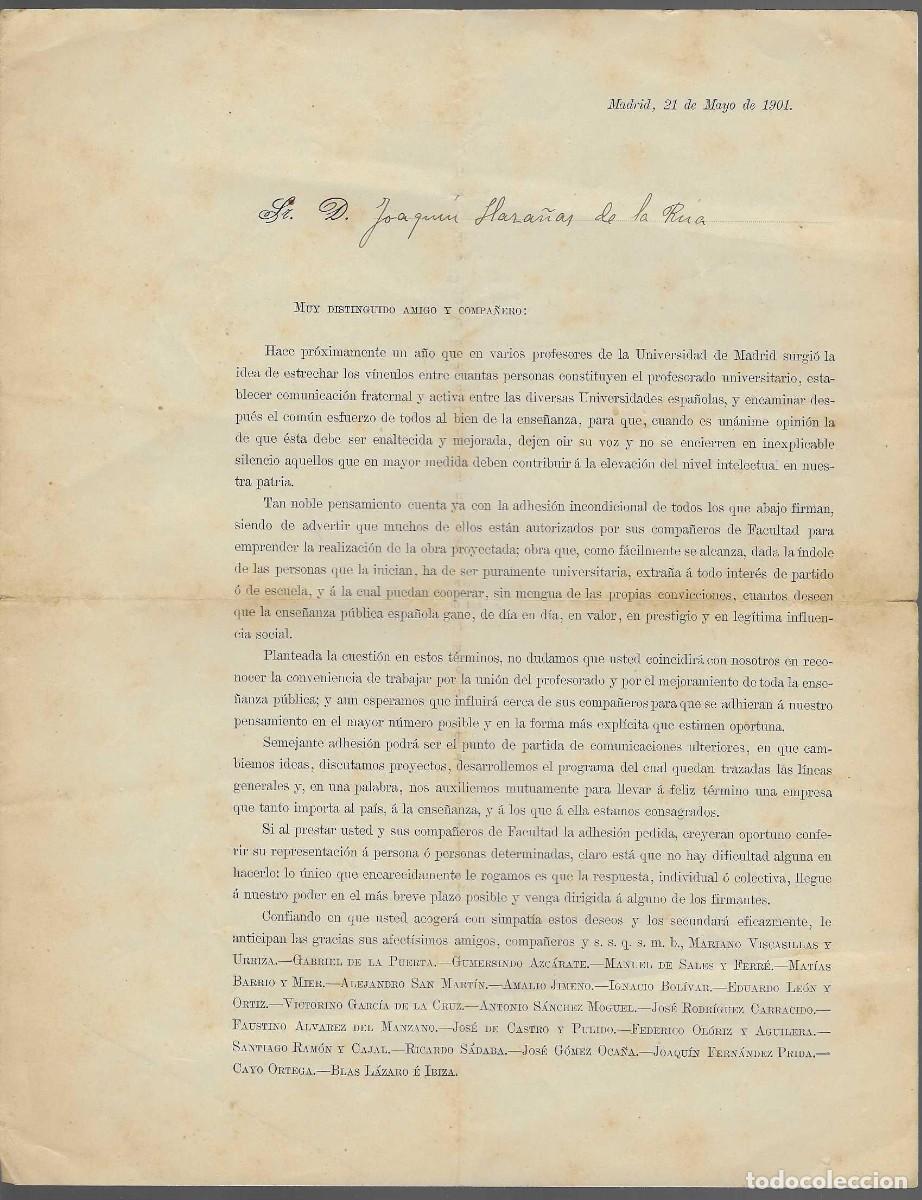 Militaria: SOLICITUD A DOCTOR, JOAQUIN HAZA&Ntilde;A DE LA RUE, ESTRECHAR VINCULOS, POR VARIOS PERSONAJES CE-.VER FOTO