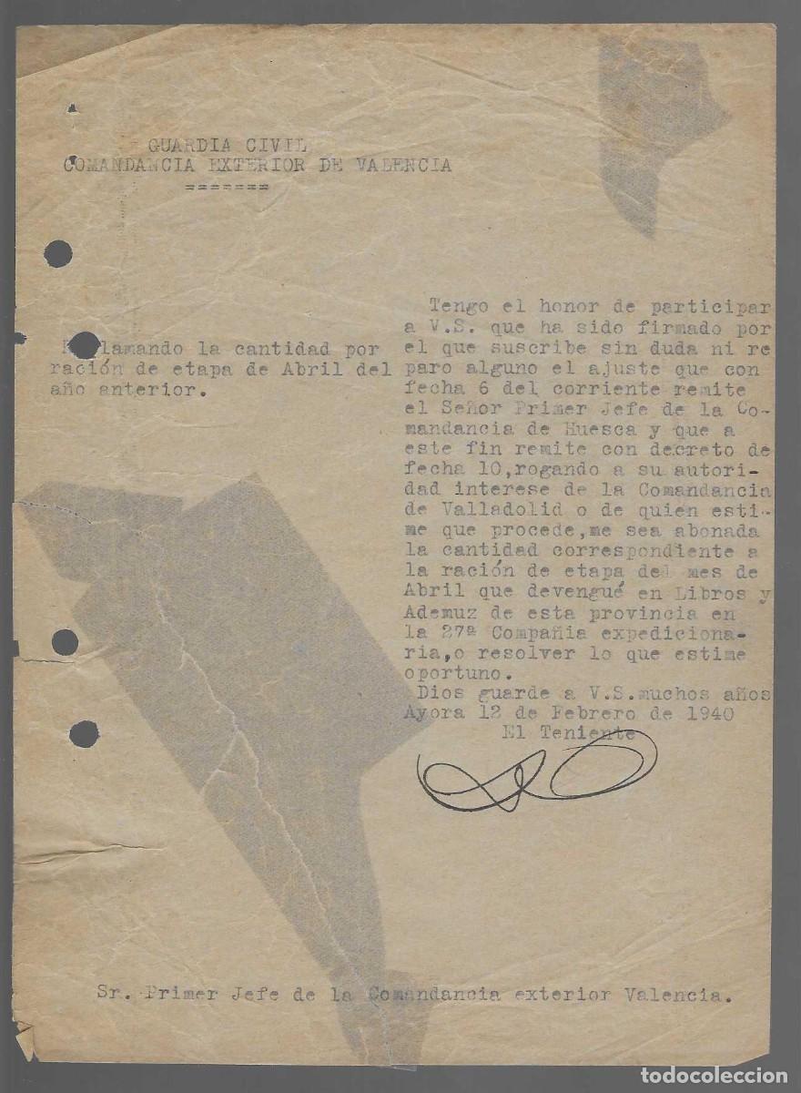 Military Antiques: AYORA- GUARDIA CIVIL COMANDANCIA EXTERIOR DE VALENCIA-- LEER TEXTO Y VER FOTOS