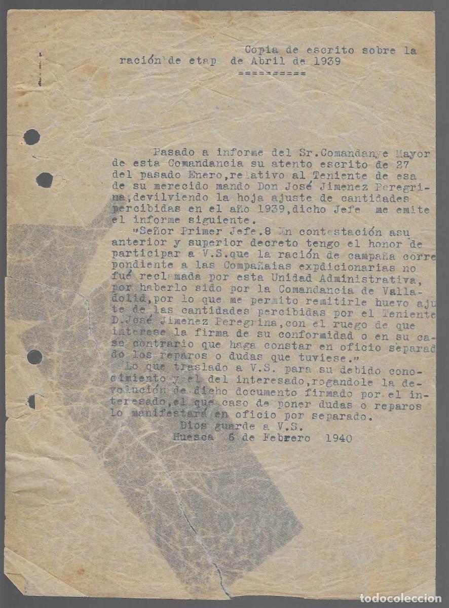 Military Antiques: HUESCA- COPIA RELACION ETAPA ABRIL 1939- LEER TEXTO Y VER FOTOS