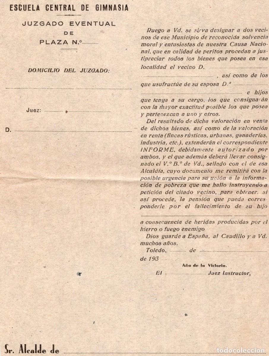 Military Antiques: GUERRA CIVIL. IMPRESO PENSI&Oacute;N MUERTOS EN COMBATE
