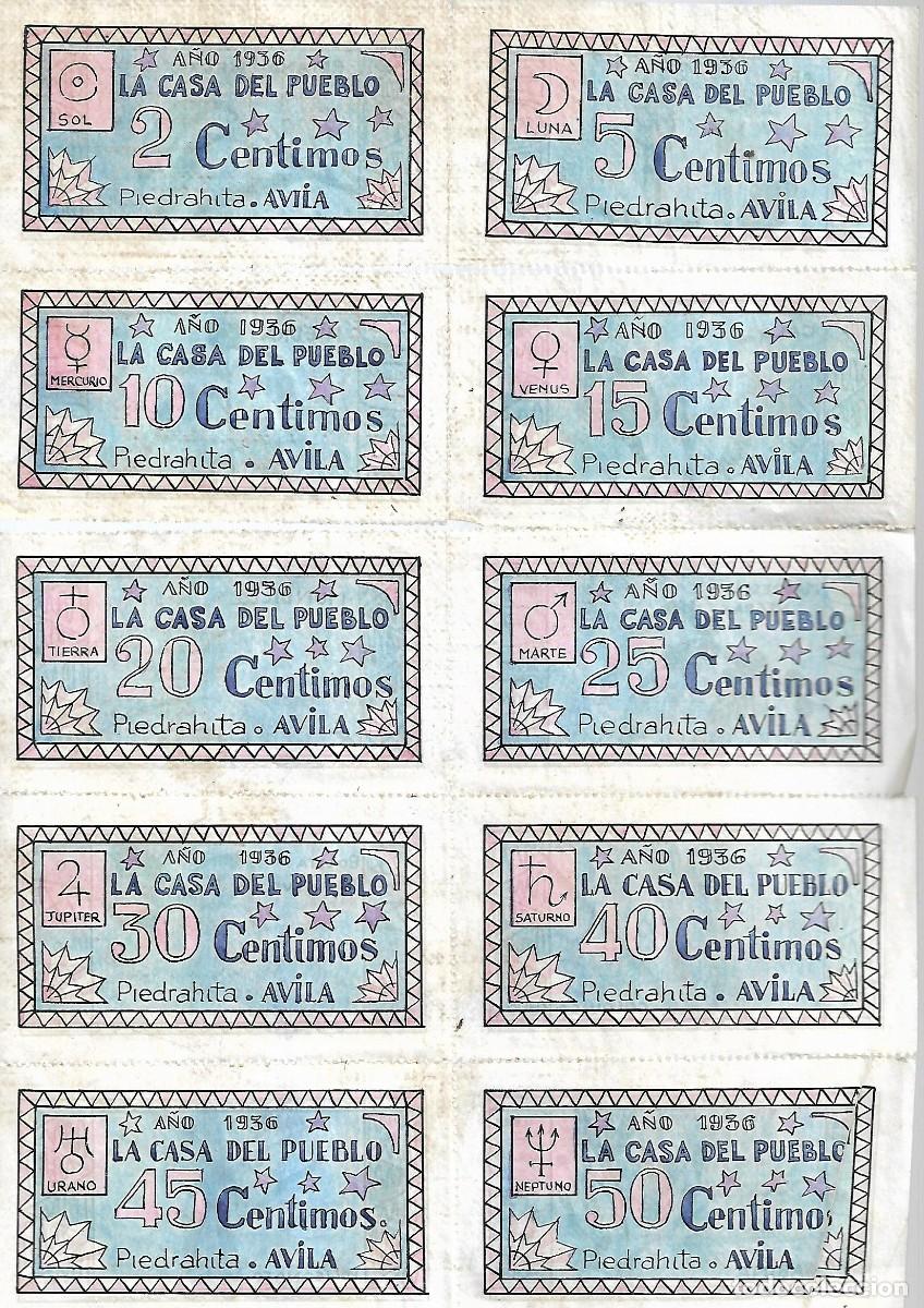 Military Antiques: M220- AVILA 10 VALES DE RACIONAMENTO LA CASA DEL PUEBLO DE AVILA DE 1.936- DORSO PLANTAS