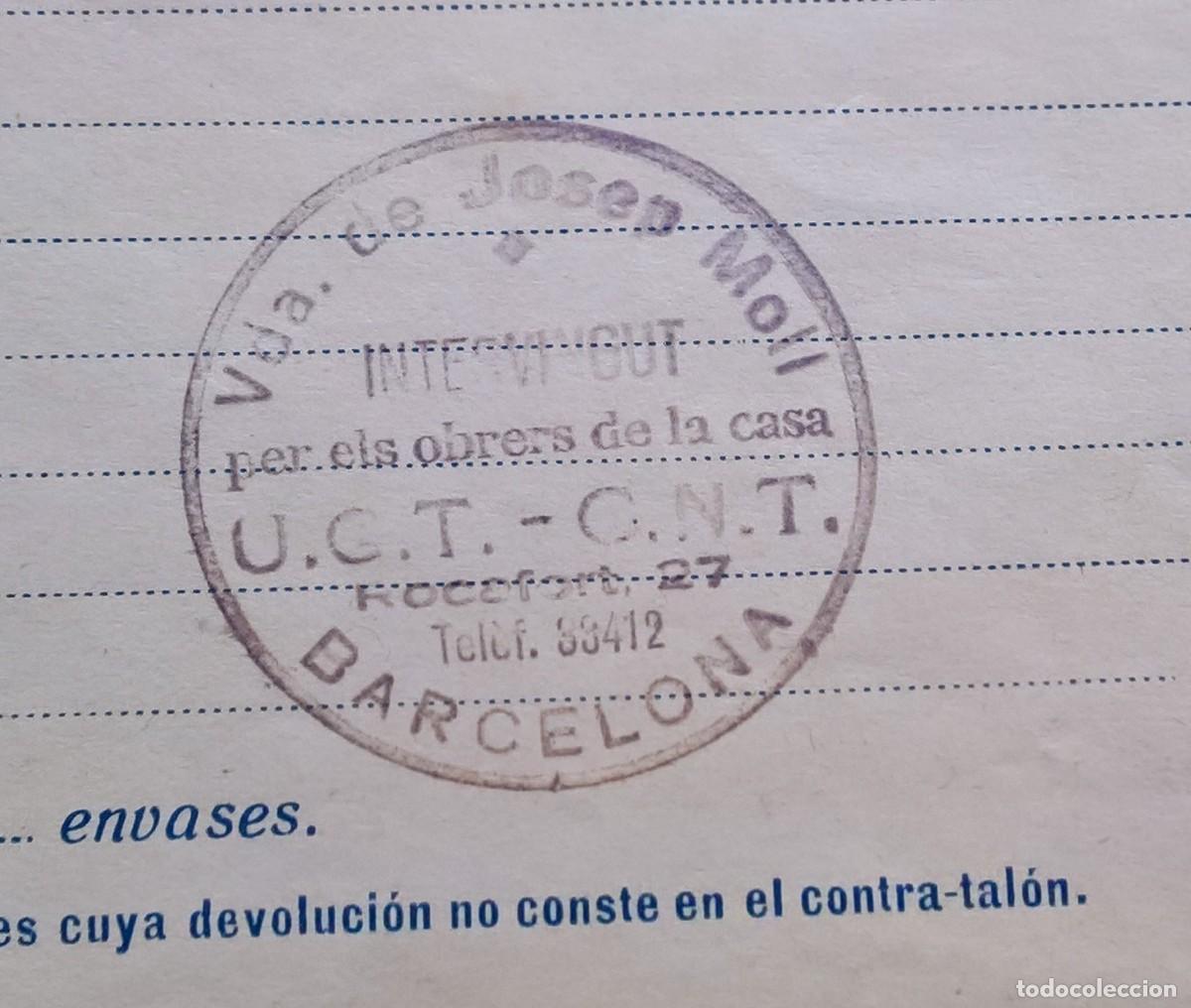 Militaria: Drogas Claudio Paul,U.GT-.C.N.T,Guerra Civil..control obrero,1938,Factura