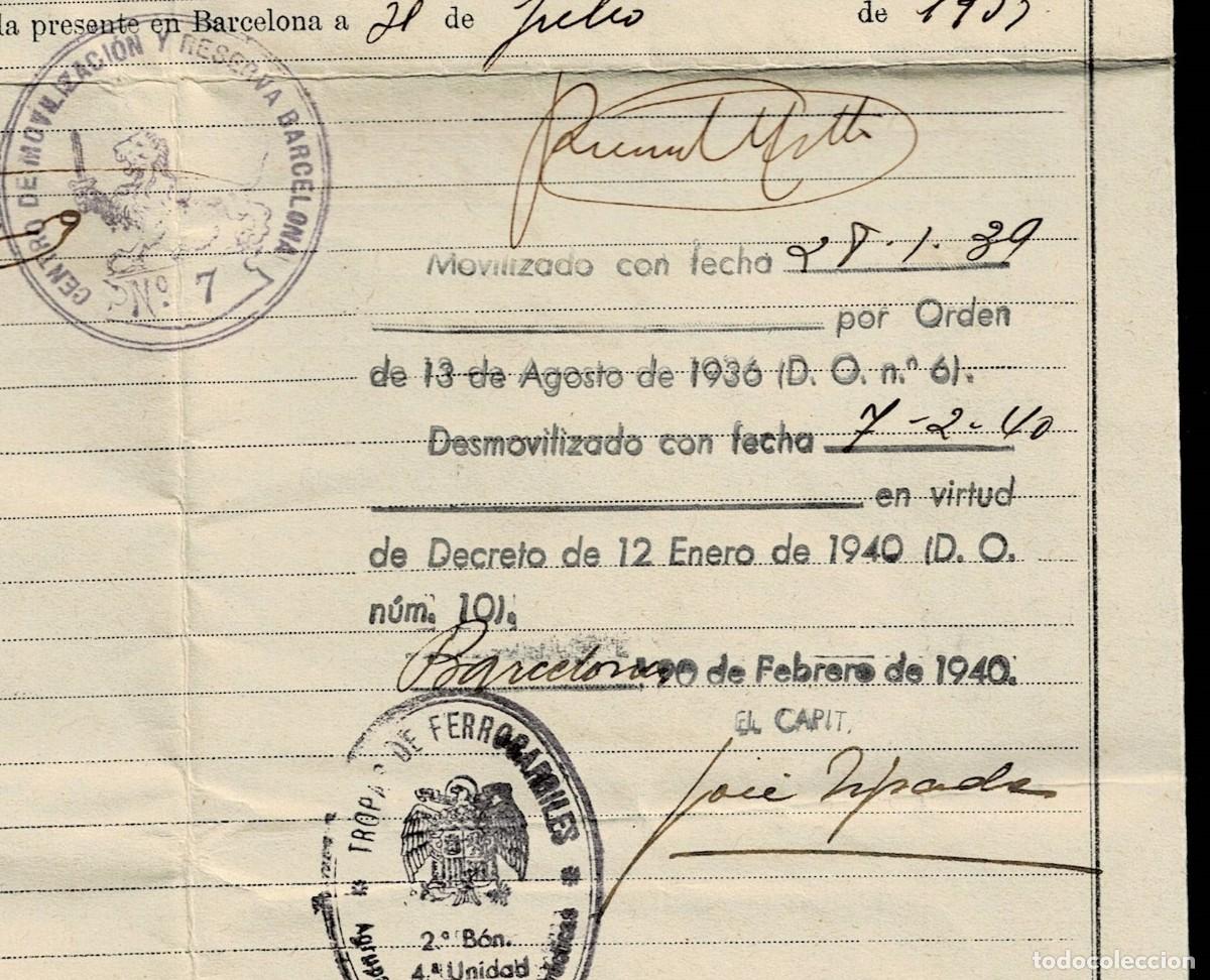 Military Antiques: L25-37 Guerra Civil TROPAS DE FERROCARRILES Documento de Licencia Absoluta en 1935 y MOVILIZACION p