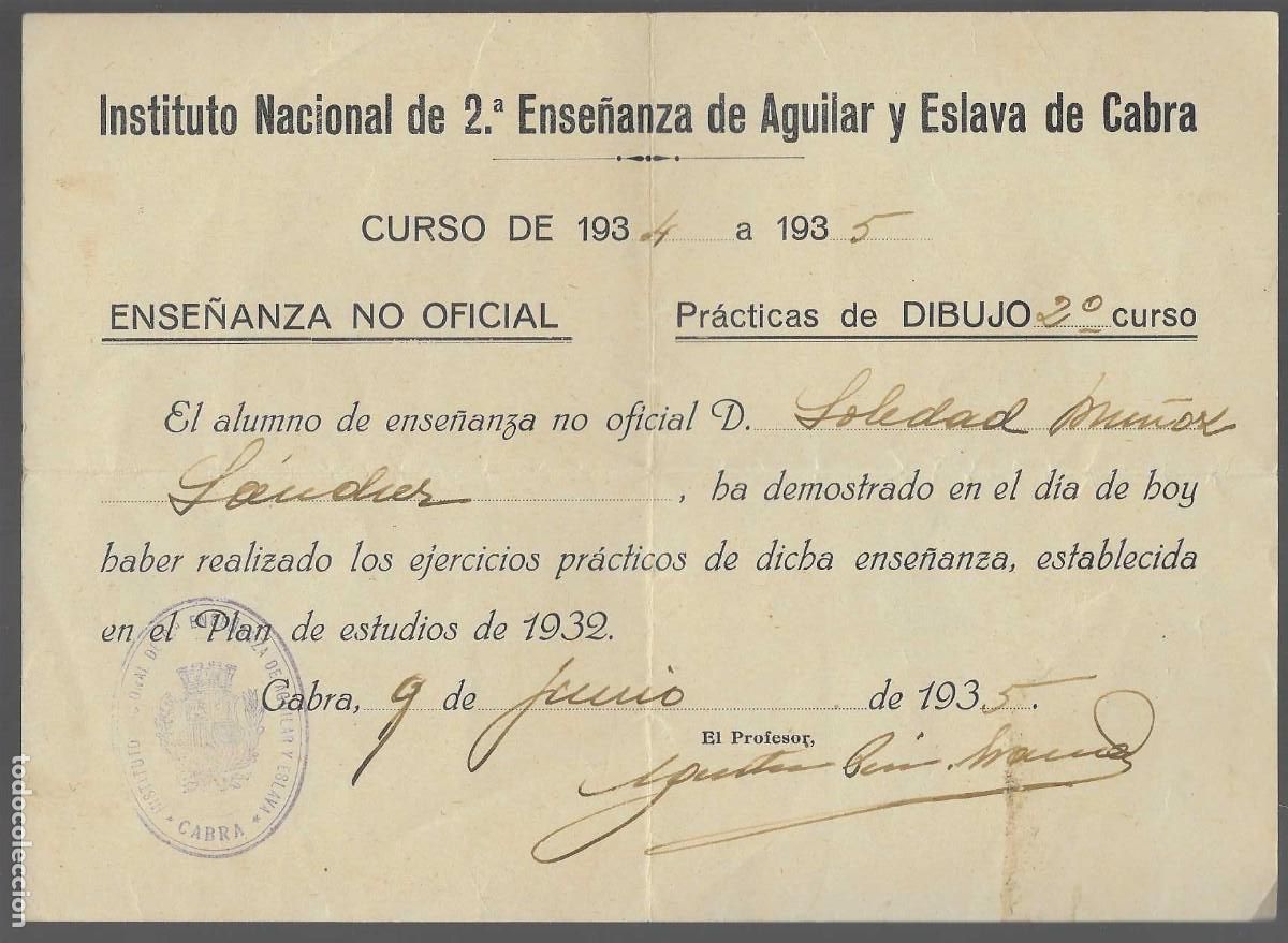 Military Antiques: CABRA.- ENSE&Ntilde;ANZA NO OFICIAL CURSO.-1934/1935, REPUBLICA. VER FOTO