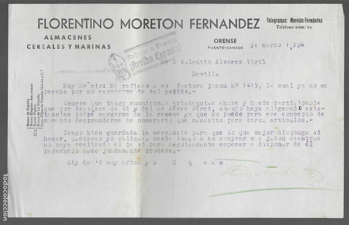 Military Antiques: ORENSE, ALMACENES CEREALES Y HARINAS,- - MARZO DE 1938, VER FOTO