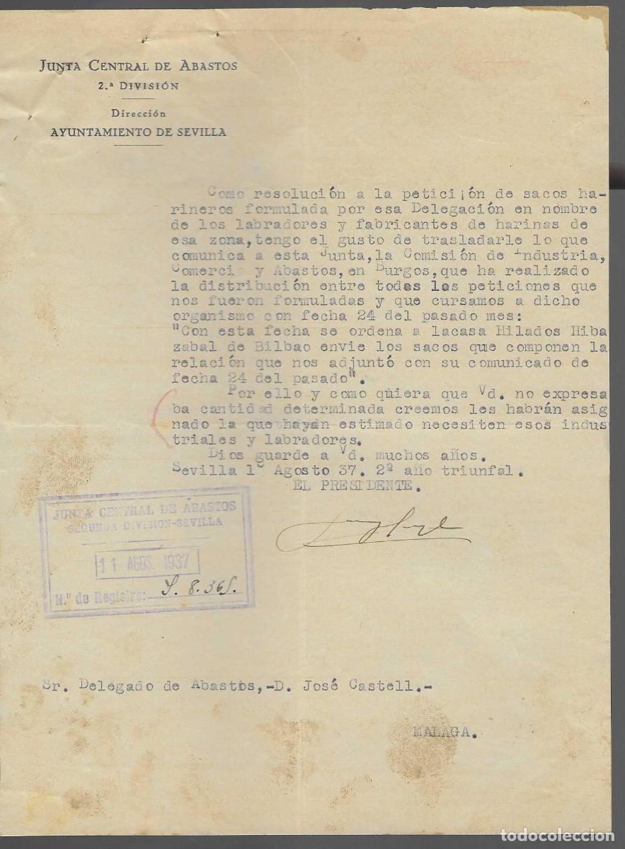 Military Antiques: SEVILLA, JUNTA CENTRAL DE ABASTO , LABRADORES Y FABRICANTES DE HARINAS- VER FOTOS