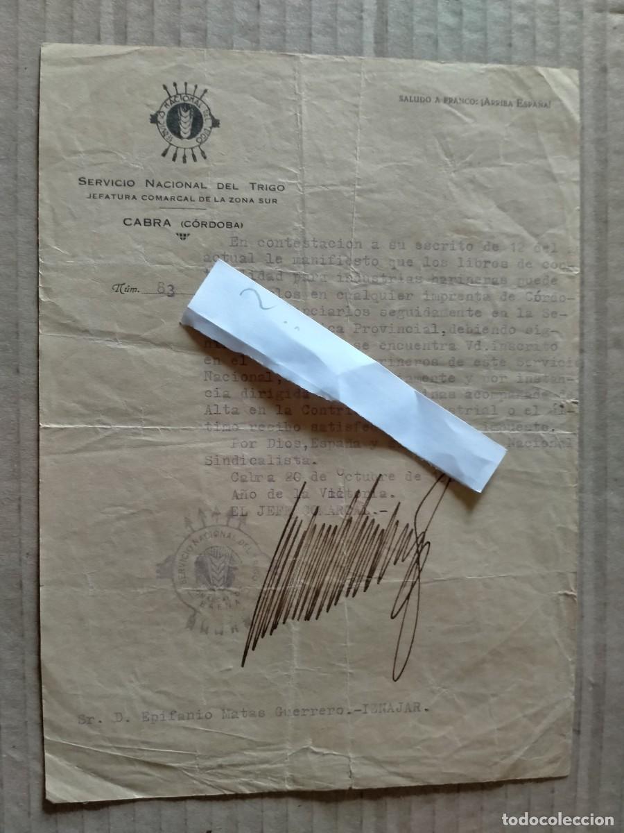 Militaria: documento de harineros cabra iznajar - Foto 1