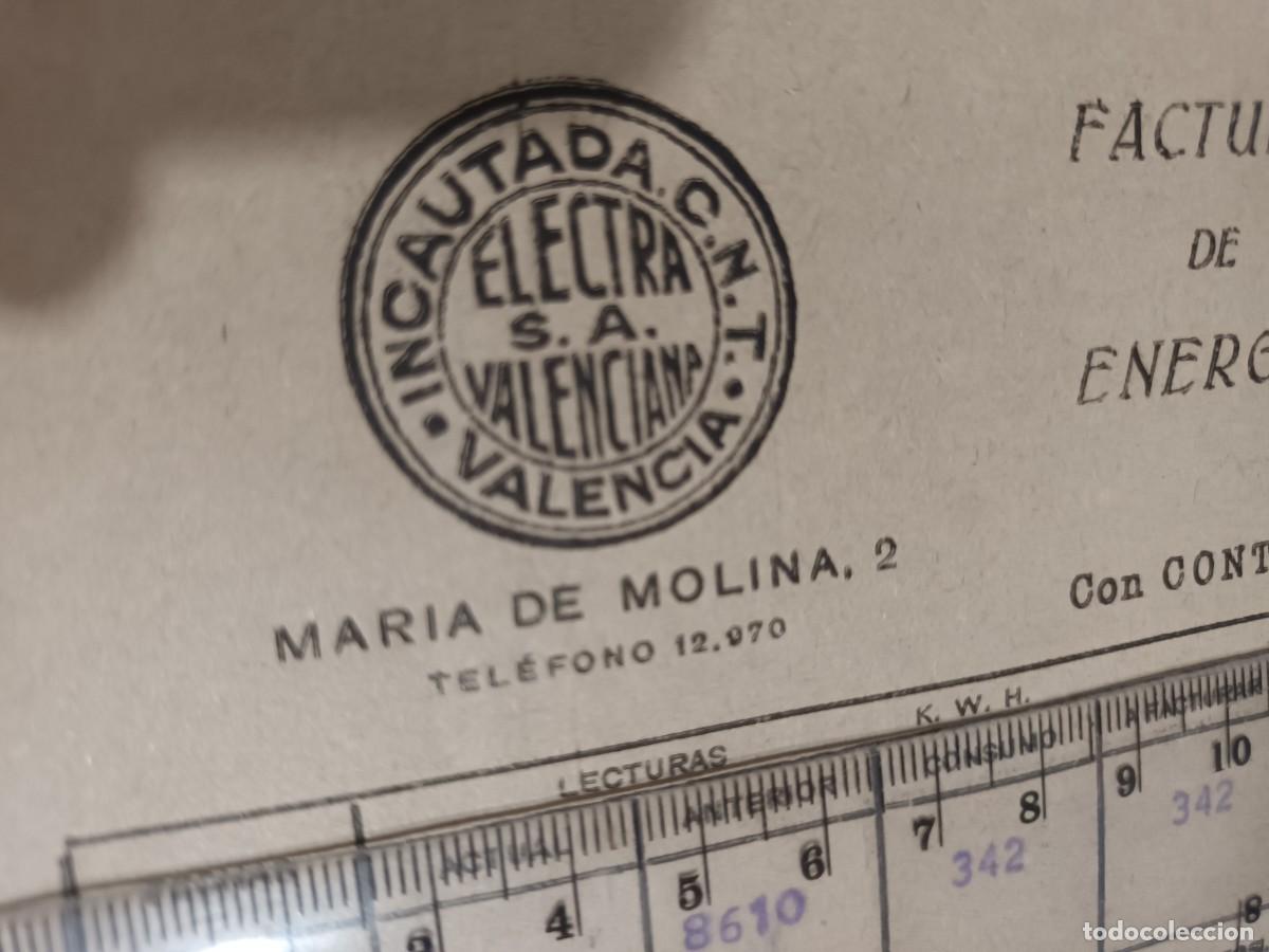 Military Antiques: Factura de electricidad de la &eacute;poca de la guerra civil 1938 Valencia incautada por CNT