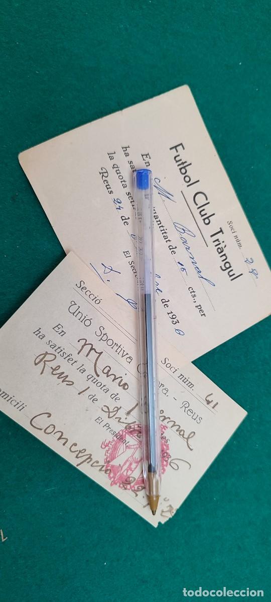 Militaria: Recibos Uni&oacute;n deportiva obrera Reus guerra civil republica