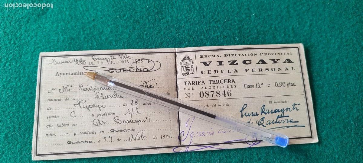 Militaria: guerra civil salvoconducto Vizcaya 1939 Guecho
