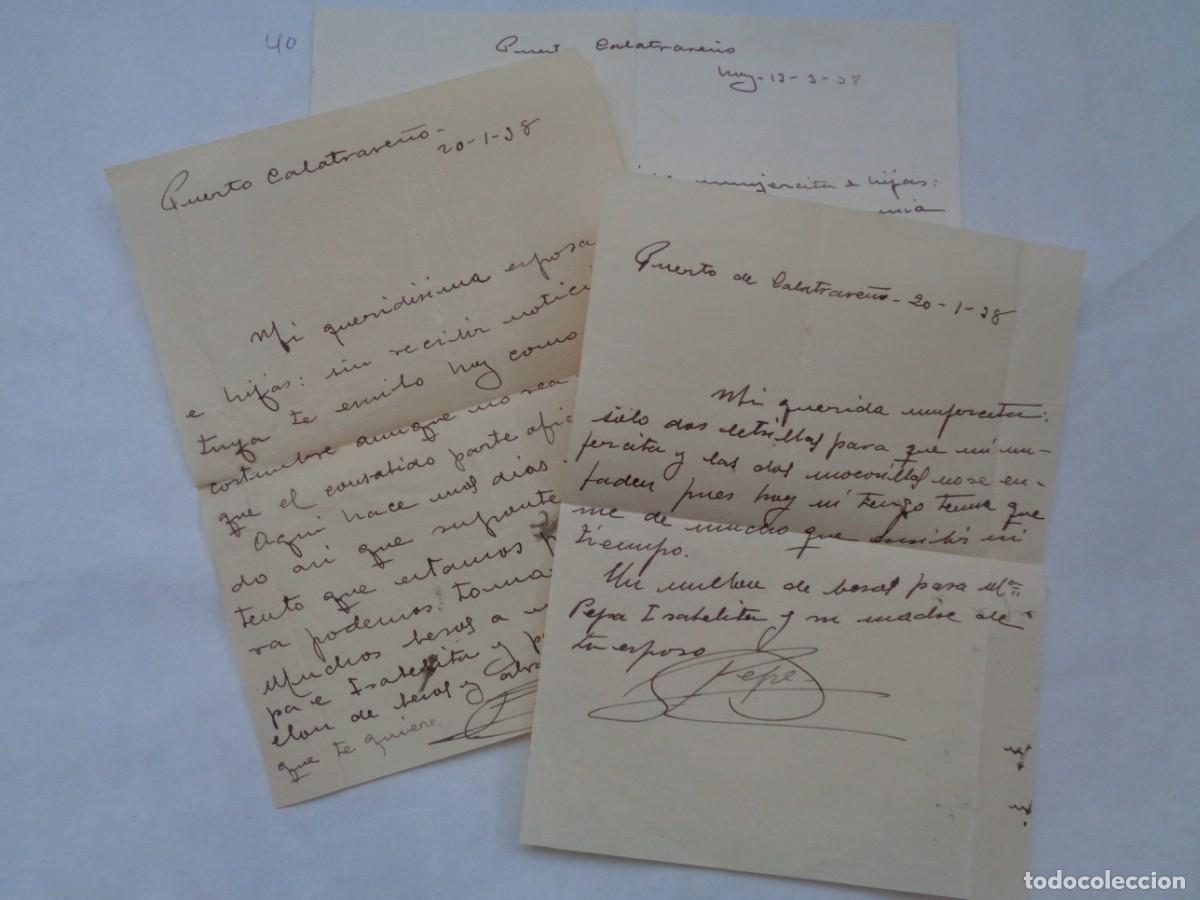 Militaria: GUERRA CIVIL : LOTE DE 3 CARTAS DE MILITAR A FAMILIA DESDE PUERTO CALATRAVE&Ntilde;O ( CORDOBA ). 1938