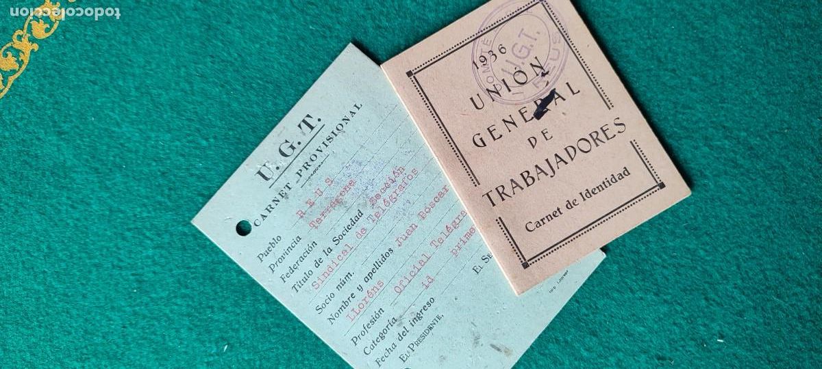 Militaria: Lote carnets guerra civil republica UGT