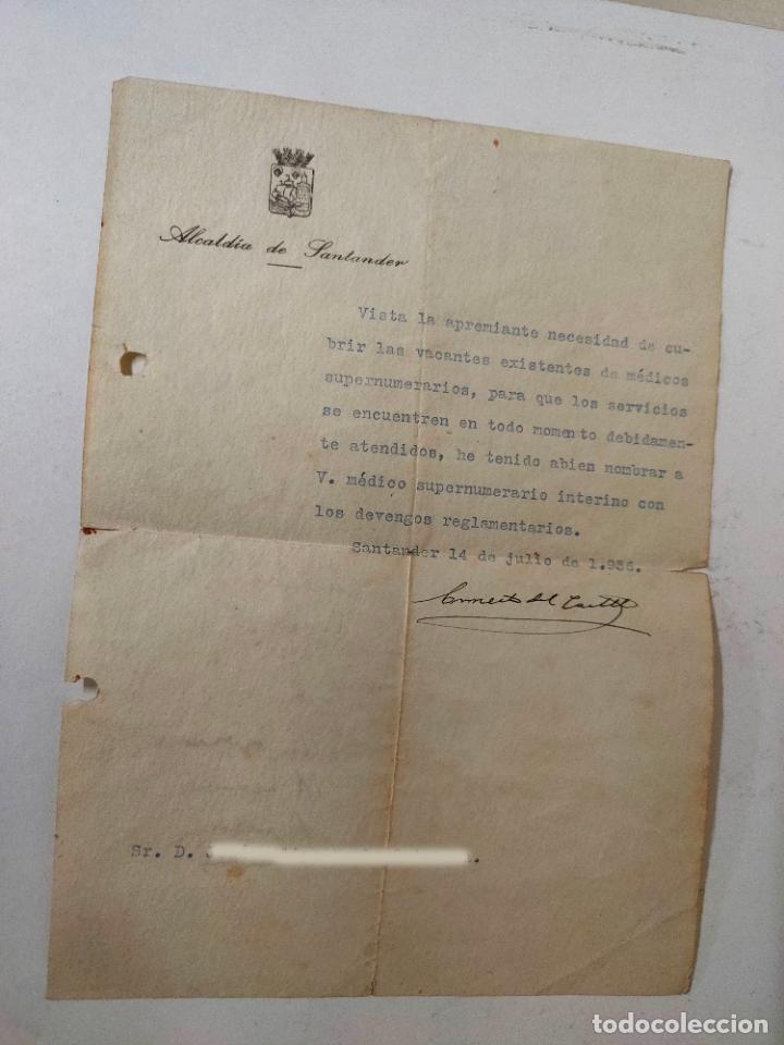 Militaria: Nombramiento del Alcalde republicano de Santander Ernesto del Castillo (Piquetas) 1936
