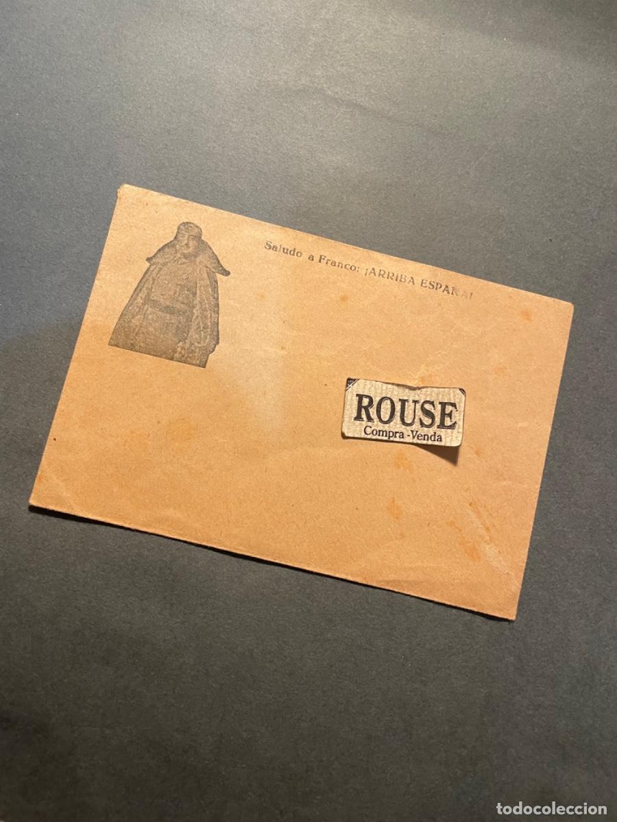 Military Antiques: GUERRA CIVIL- POSGUERRA , SOBRE VAC&Iacute;O - SALUDO A FRANCO &iexcl;ARRIBA ESPA&Ntilde;A! - 14X9,5 CM.