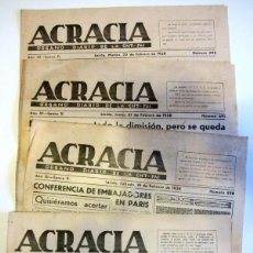 Militaria: ACRACIA. DIARIO FAI-CNT LÉRIDA. 4 NUMS ESCUELA RACIONALISTA TORREFARRERA. 1938. GUERRA CIVIL LLEIDA
