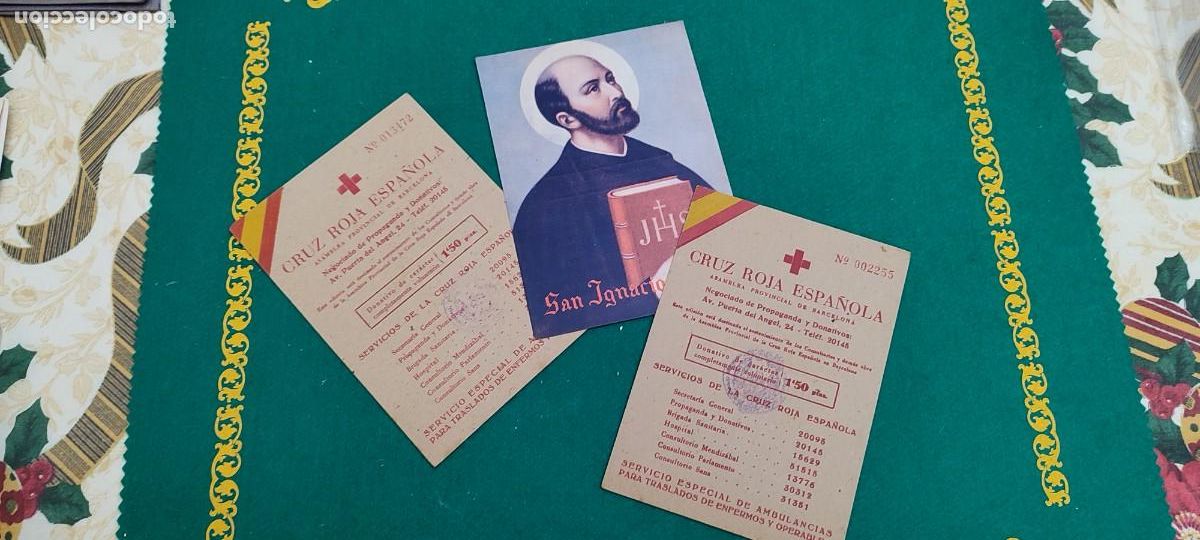 Militaria: Lote tarjetas sorteo cruz roja Barcelona guerra civil o posterior