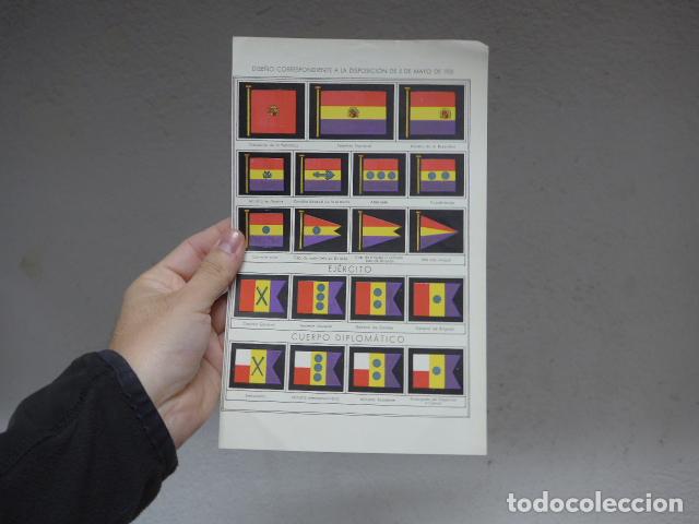 Militaria: Antigua hoja catalogo de banderas republicanas de 1931, original de la epoca. Republica Espa&ntilde;ola