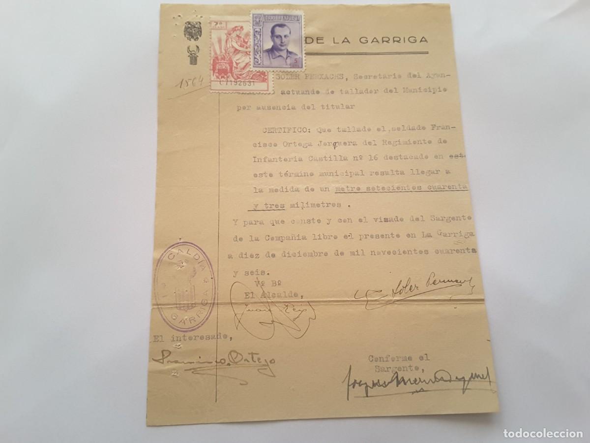 Militaria: Documento guerra civil Espa&ntilde;a