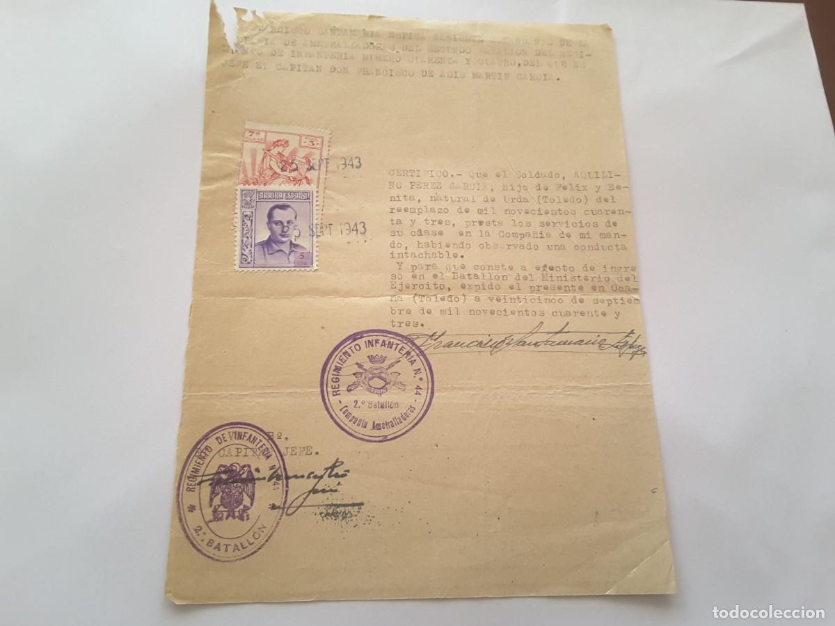 Militaria: Documento militar Espa&ntilde;a - Foto 1