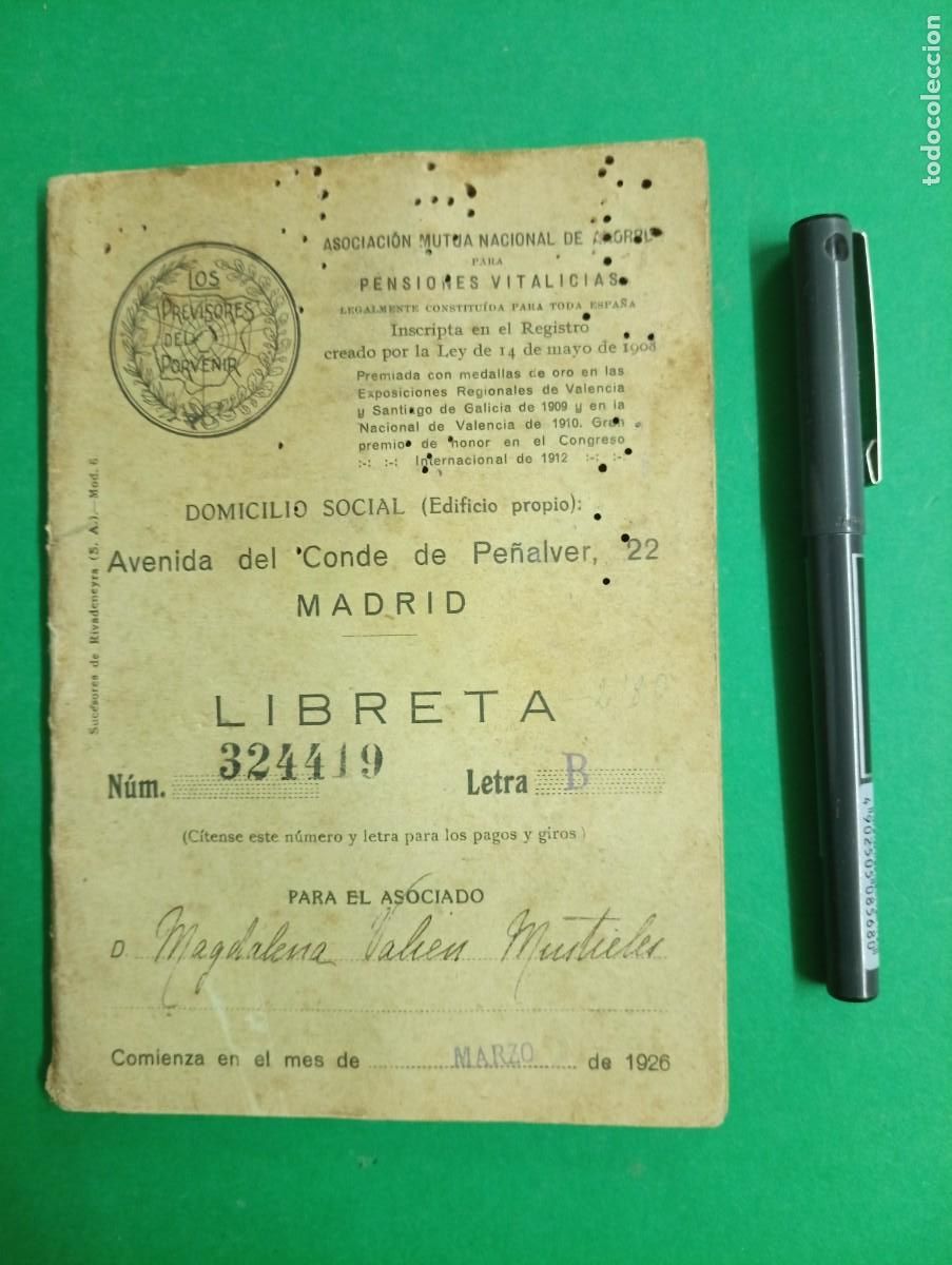 Militaria: Aniguo Carnet - libreta Los Previsores del Porvenir con cupones &eacute;poca Guerra Civil. Madrid.
