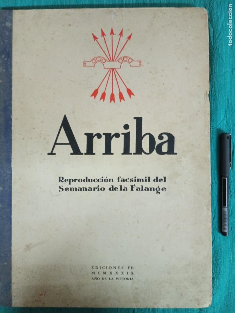 Militaria: Antiguo libro ARRIBA. Semanario de la Falange de 1939 - Guerra Civil. Con factura de compra 1939.