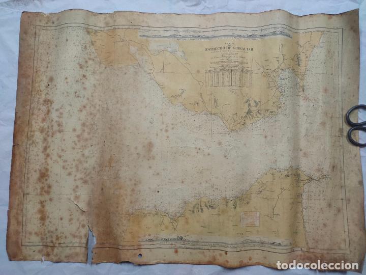 Militaria: Carta del Extrecho de Gibraltar de 1936. &Eacute;poca Guerra Civil. Manchas de humedad.