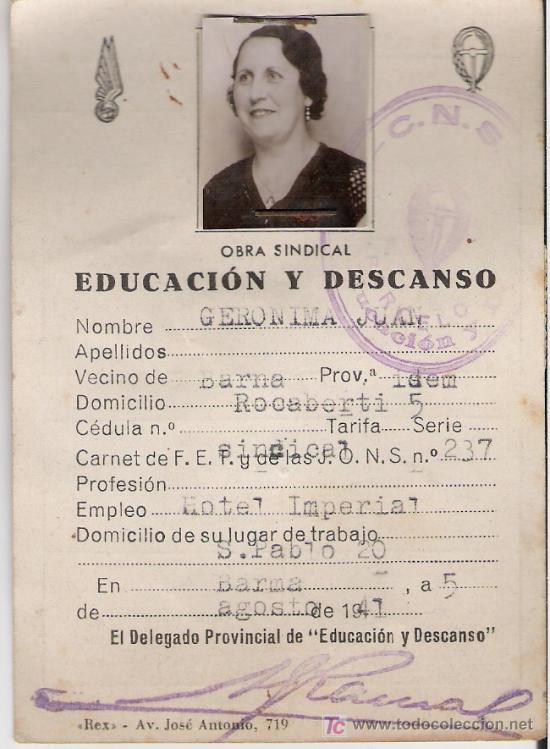 Militaria: OBRA SINDICAL EDUCACION Y DESCANSO 1941