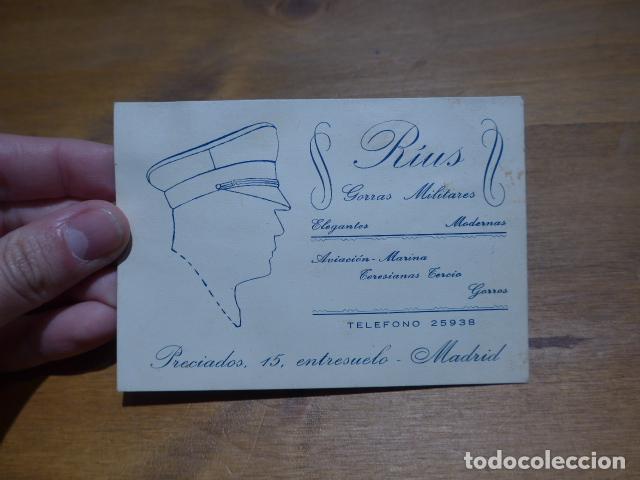 Militaria: Antigua publicidad de tienda de gorras militares de Madrid de la epoca de Guerra civil y a&ntilde;os 40