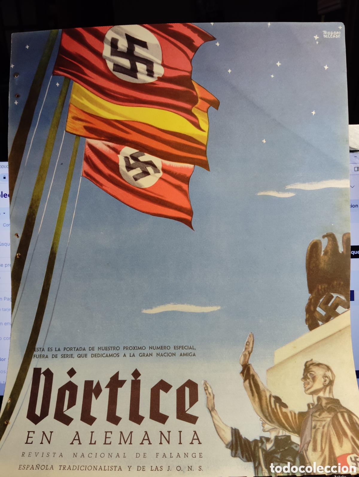 Militaria: PORTADA REVISTA VERTICE. A&Ntilde;OS 30. EN CARTON.