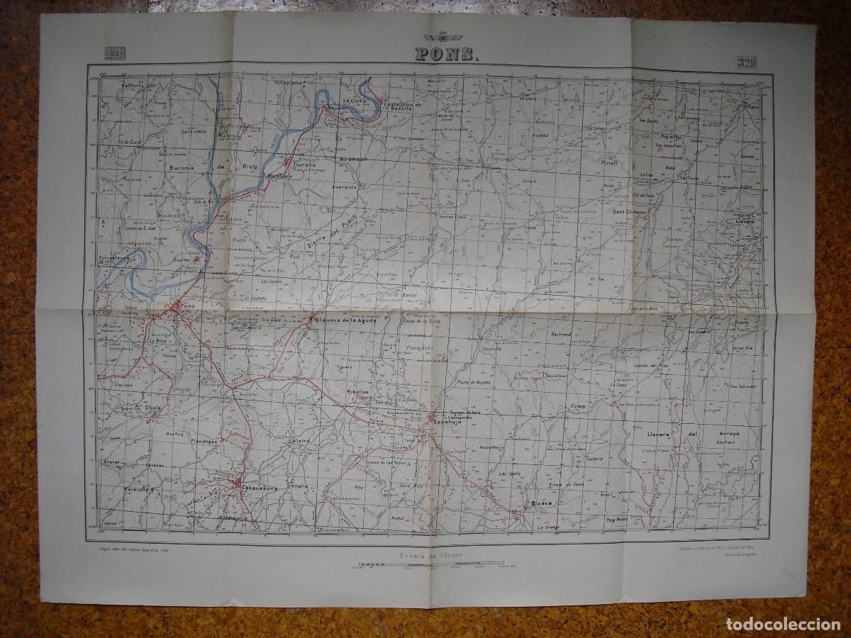 Military Antiques: 1938 GUERRA CIVIL MAPA DE PONS DE LA AVIACI&Oacute;N NACIONAL E 1:50000