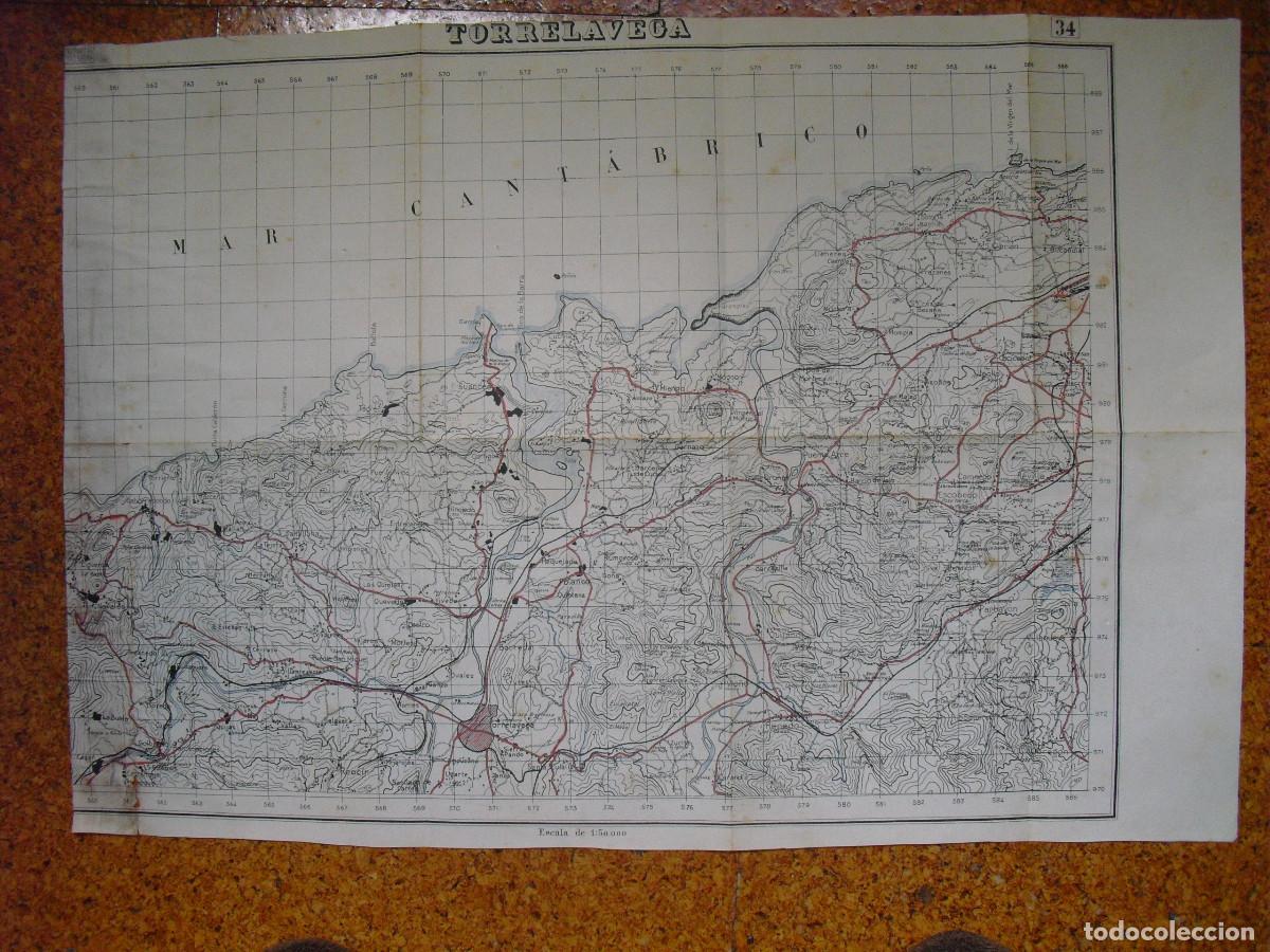 Military Antiques: GUERRA CIVIL MAPA DE TORRELAVEGA DEL EJERCITO NACIONAL E 1: 50.000