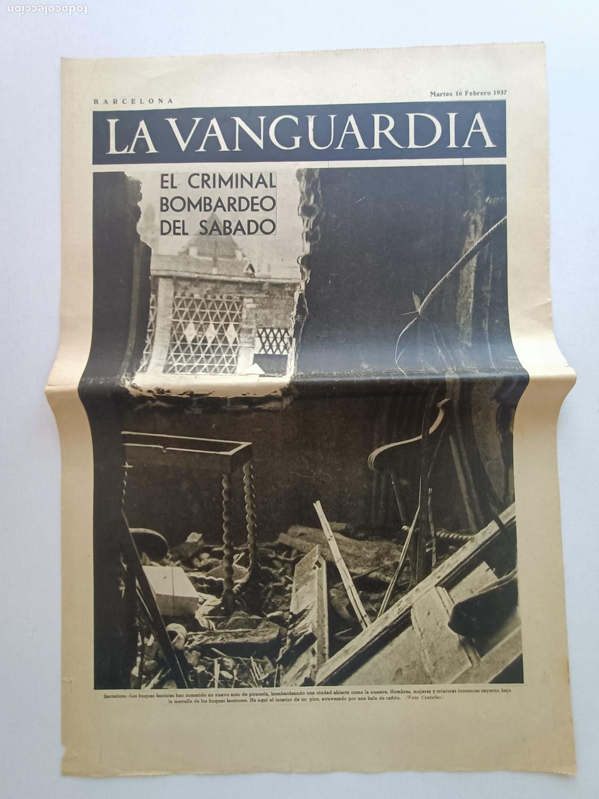 Militaria: EL CRIMINAL BOMBARDEO DEL S&Aacute;BADO LA VANGUARDIA FEBRERO 1937
