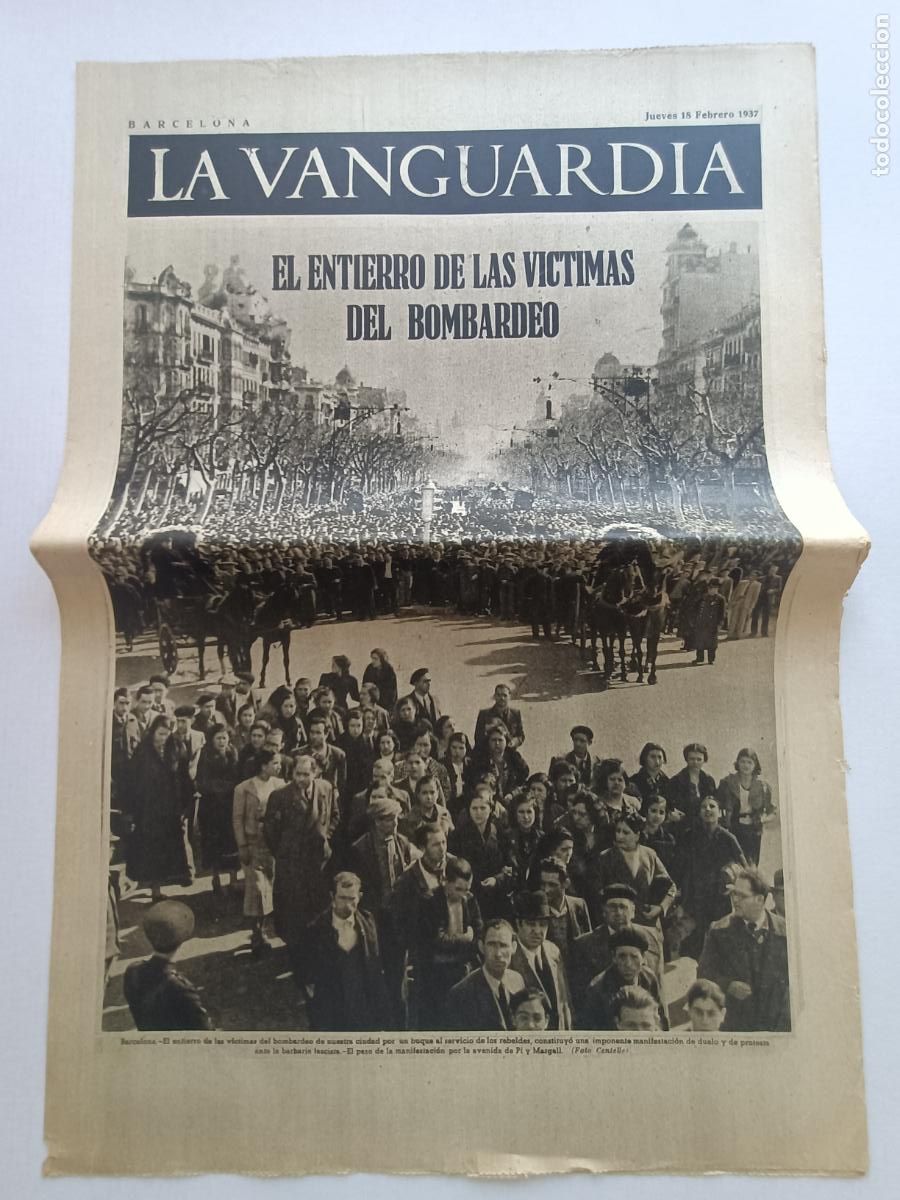 Militaria: EL ENTIERRO DE LAS V&Iacute;CTIMAS DEL BOMBARDEO DEL S&Aacute;BADO LA VANGUARDIA FEBRERO 1937