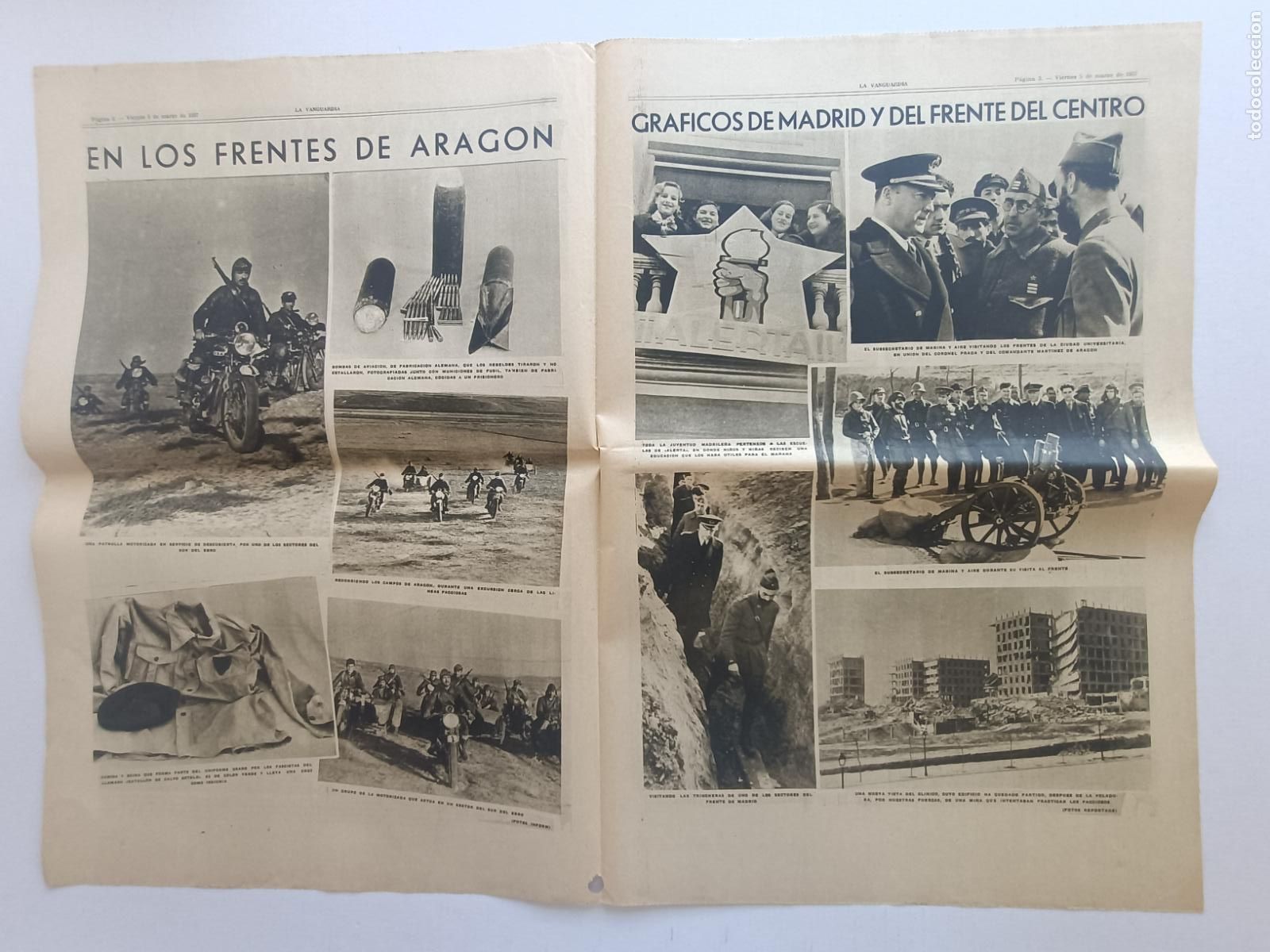 Militaria: EN LOS FRENTES DE ARAG&Oacute;N LA VANGUARDIA MARZO 1937