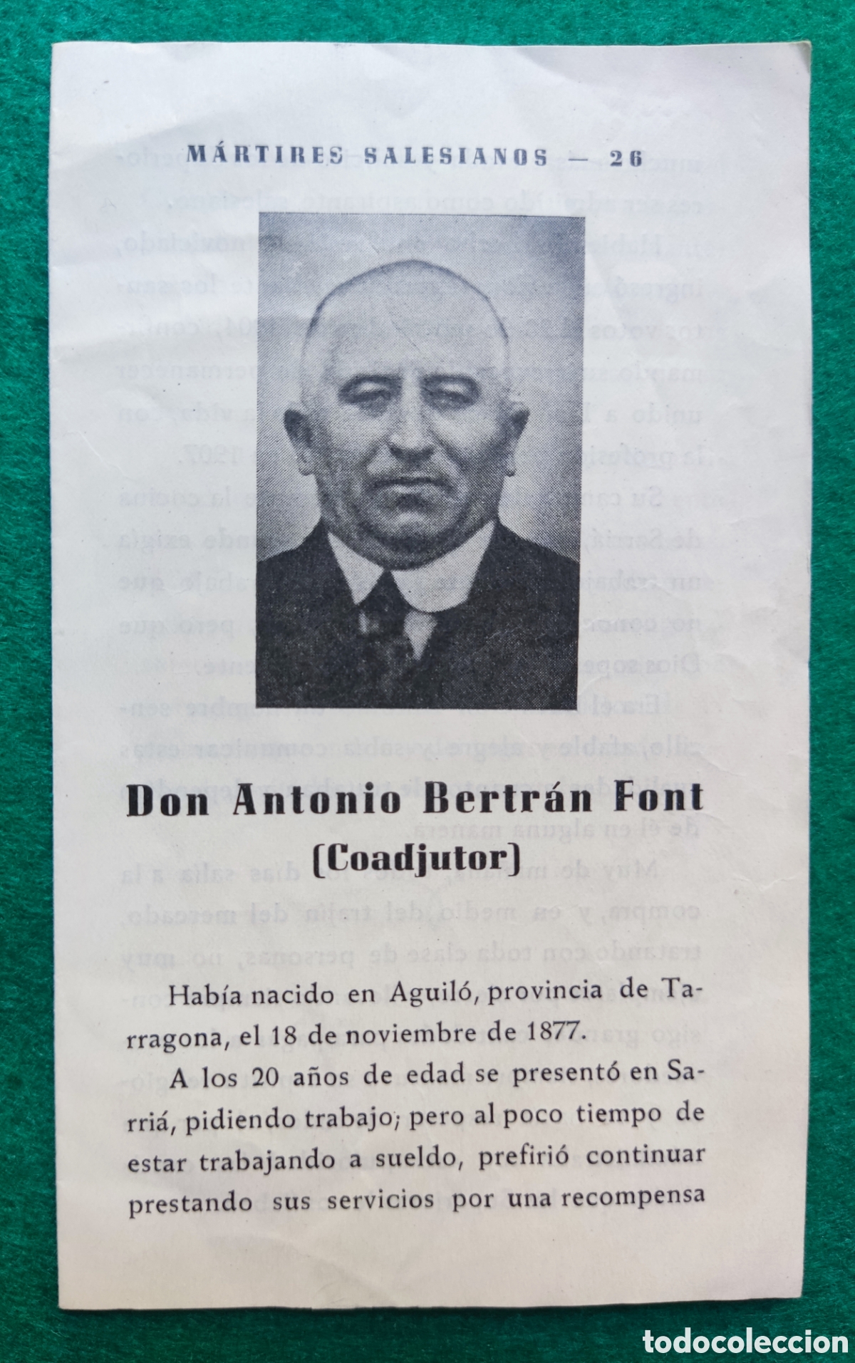 Militaria: M&Aacute;RTIRES SALESIANOS SARRI&Agrave; BARCELONA RECORDATORIO GUERRA CIVIL ESPA&Ntilde;A 1939