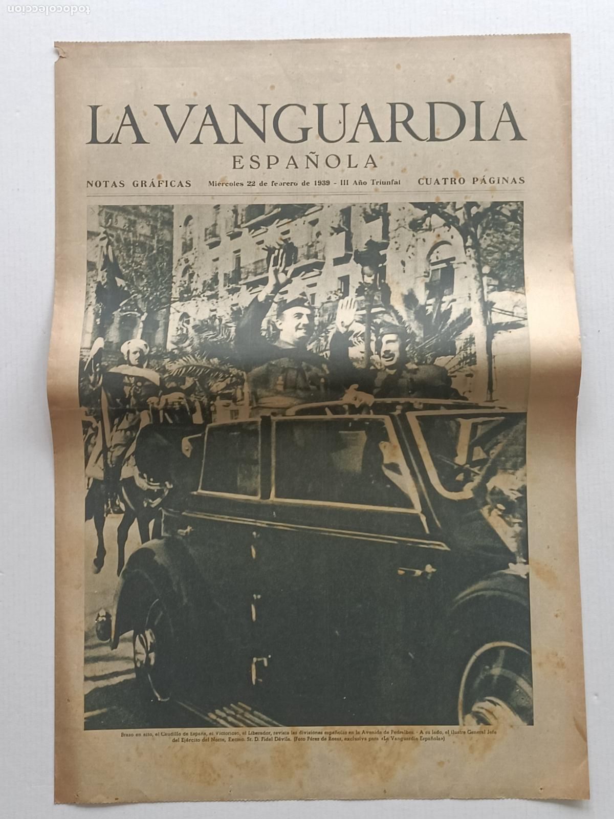 Militaria: LA VANGUARDIA 22 DE FEBRERO DE 1939