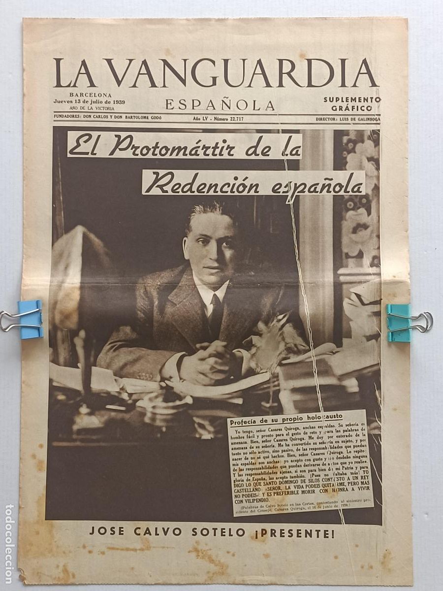 Militaria: LA VANGUARDIA 13 DE JULIO DE 1939
