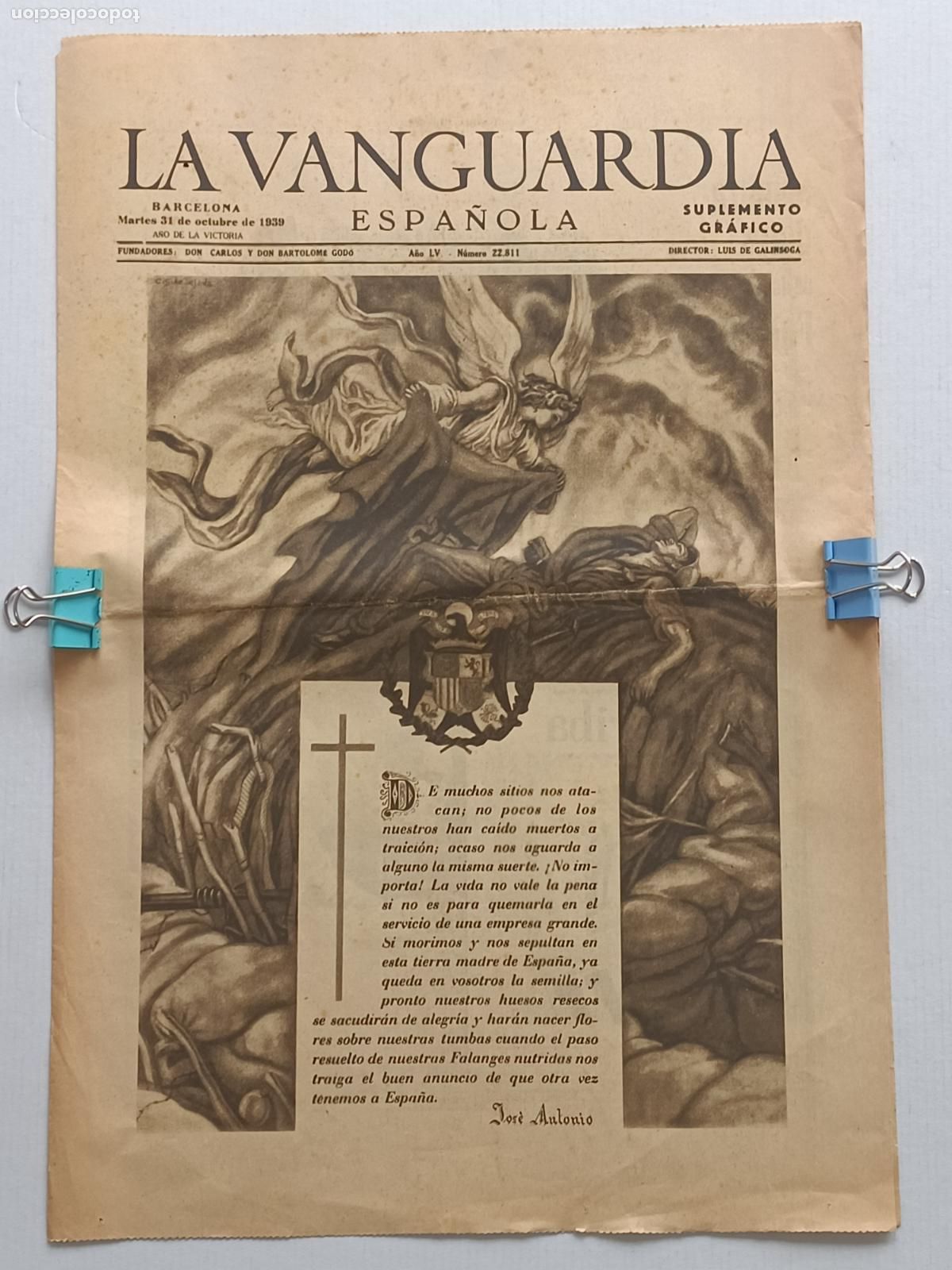 Militaria: JOS&Eacute; ANTONIO LA VANGUARDIA 31 DE OCTUBRE DE 1939