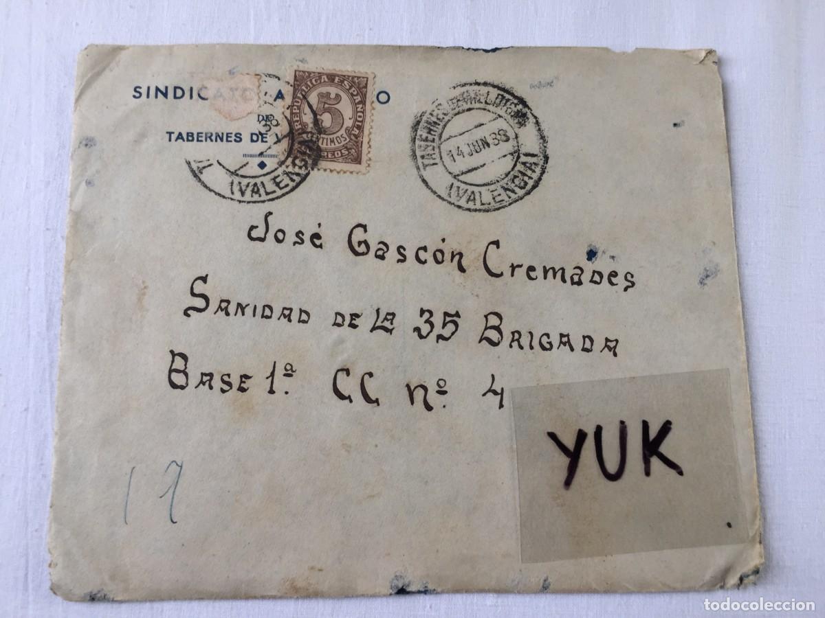 Military Antiques: SOBRE Y CARTA -GUERRA CIVIL DE TABERNES DE LA VALLDIGNA (VALENCIA) A LA 35 BRIGADA -JUNIO 1938