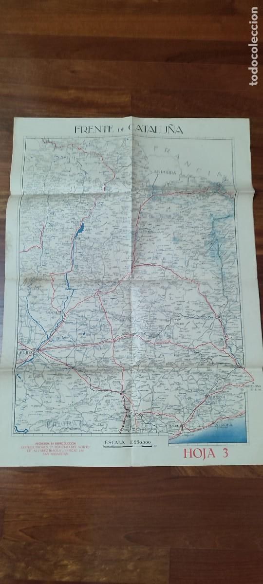 Militaria: Antiguo mapa guerra civil Frente de Catalu&ntilde;a