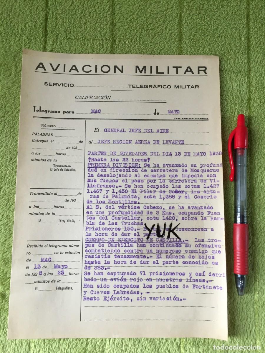 Militaria: AVIACION MILITAR -DERRIBO AVION ROJO-OCUPAN FORTANETE Y CUEVAS LABRADAS ... GUERRA CIVIL 13-5-1938