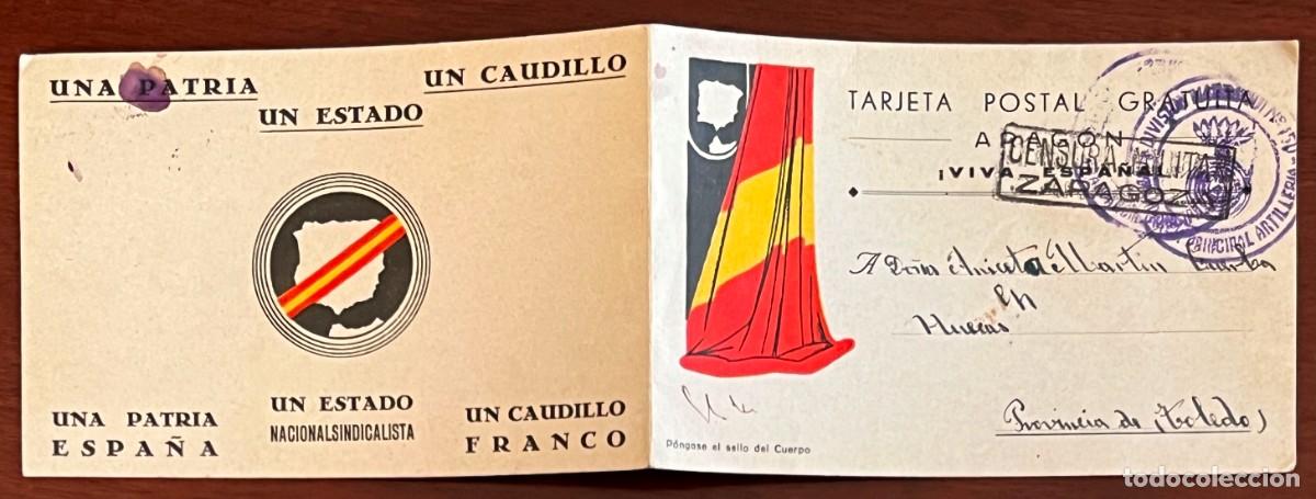 Militaria: Postal patri&oacute;tica doble, Guerra Civil, escrita desde El Burgo de Ebro el 8 de noviembre de 1937, Ver