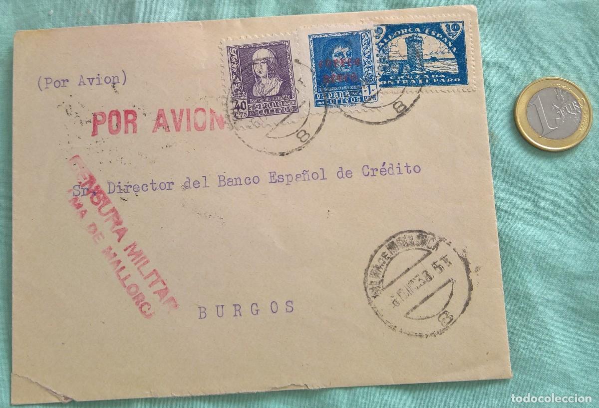 Militaria: Correo Censura Militar..Mallorca-Burgos..1938..Guerra Civil..